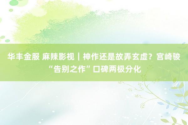 华丰金服 麻辣影视｜神作还是故弄玄虚？宫崎骏“告别之作”口碑两极分化